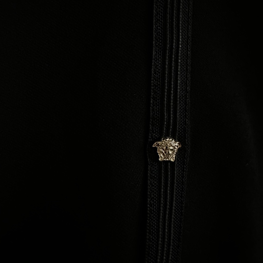 Versace Black Midi Dress Medusa Stud Seam Detail IT 46 / US 10 - Picture 2 of 5